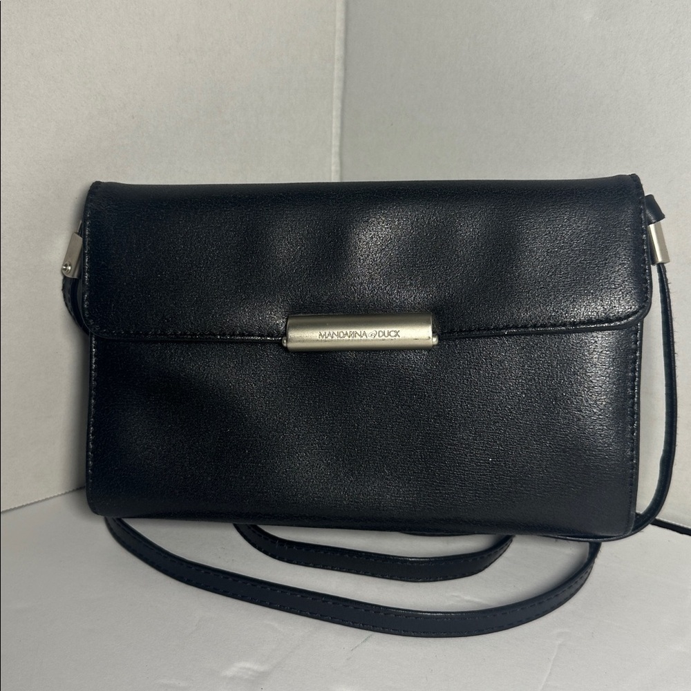 Mini Mandarina Duck Classic Black Crossbody Bag | Sleek Minimalist Design |